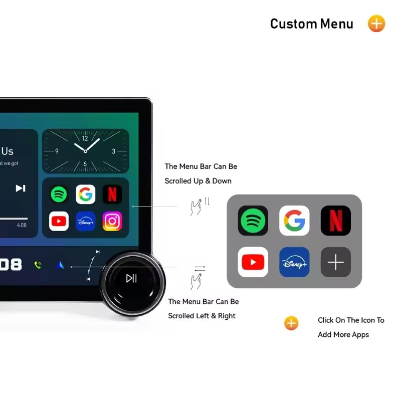Diamond 2k dual knob android car screen wireless applecarplay android auto reverse camera
