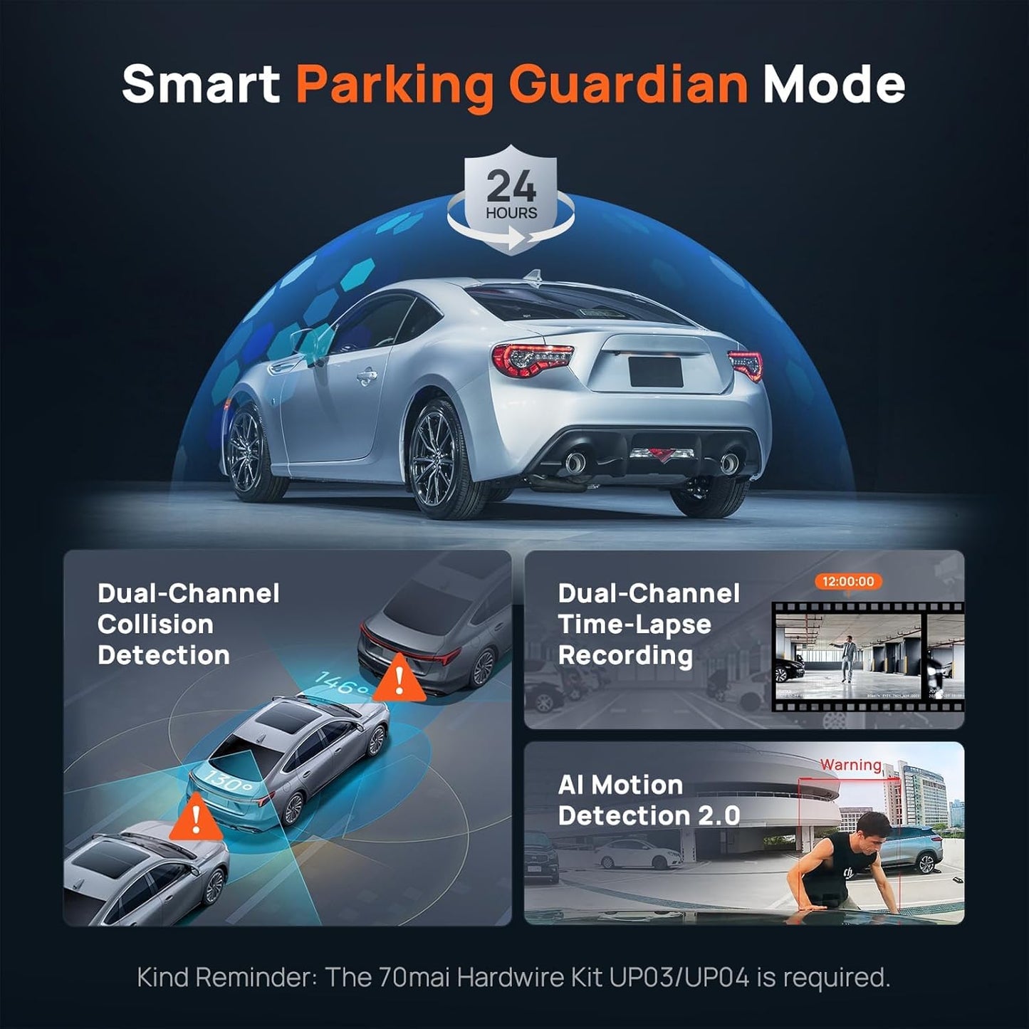 70mai Dual Dash Cam Front and Rear 4K X800 128G, Car Camera for Cars with Sony IMX678, STARVIS 2 Night Vision, HDR 360°, 4G LTE, AI Motion Detection, ADAS, 5GHz Wi-Fi 6, Parking Monitor, Voice Control