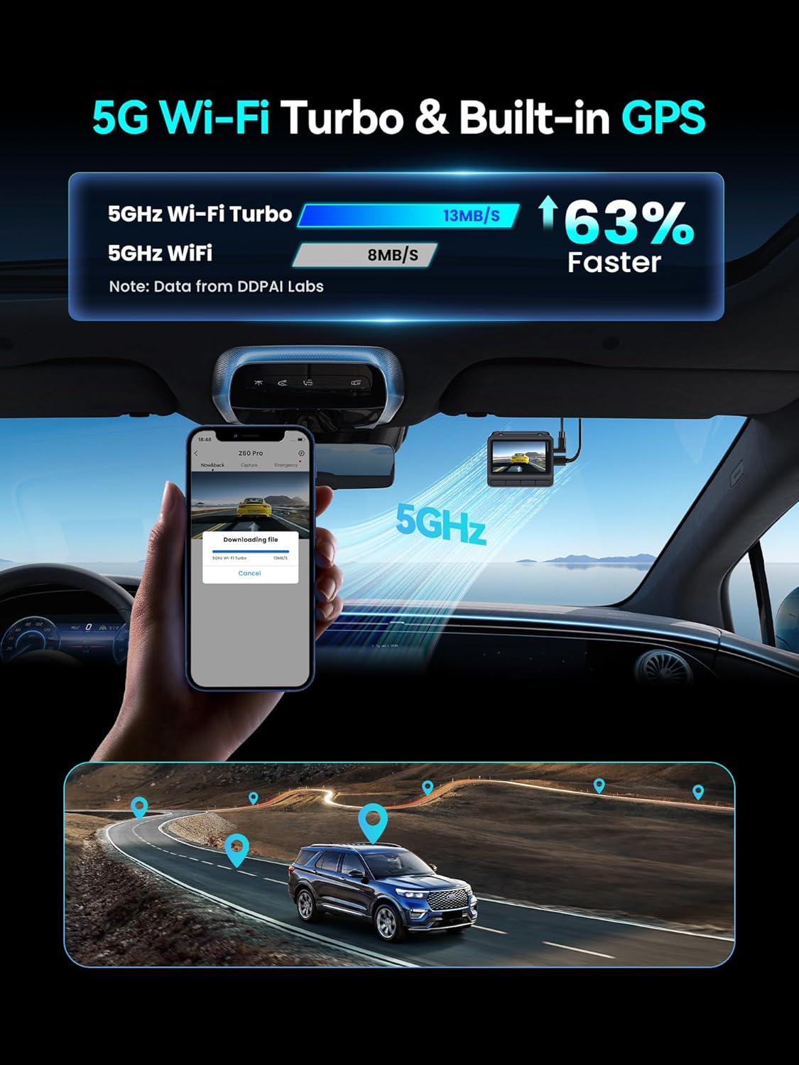 DDPAI 4K Dash Cam Front and Rear, 4K+1080P Dash Cam, Dual STARVIS 2 Sensors,5G WiFi GPS, Dashcam with Free 32GB eMMC,Night Vision,3" IPS,HDR,ADAS,24 Hours Parking Mode,Loop Recording G-Sensor, Z60 Pro