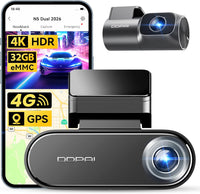 DDPAI Dash Cam Car 4K Front and Back, 2160P+1080P Dashcam Car Camera Built-in 32G eMMC HDR ADAS 5G WiFi6 GPS G-Sensor AI ISP Night Vision 24 Hours Parking Monitor Support
