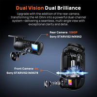 70mai Dual Dash Cam Front and Rear 4K X800 128G, Car Camera for Cars with Sony IMX678, STARVIS 2 Night Vision, HDR 360°, 4G LTE, AI Motion Detection, ADAS, 5GHz Wi-Fi 6, Parking Monitor, Voice Control
