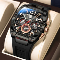 POEDAGAR Luxury Man Quartz Watch Sports Military Watch For Men Waterproof Luminous Date Chronograph Silicone Strap Men's Watches