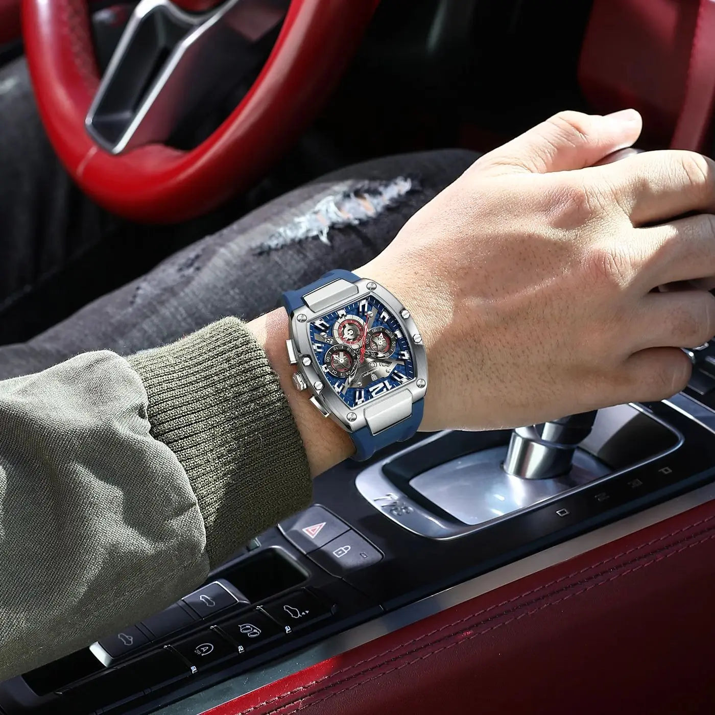 POEDAGAR Luxury Man Quartz Watch Sports Military Watch For Men Waterproof Luminous Date Chronograph Silicone Strap Men's Watches