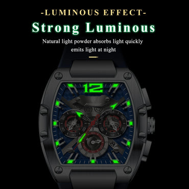 POEDAGAR Luxury Man Quartz Watch Sports Military Watch For Men Waterproof Luminous Date Chronograph Silicone Strap Men's Watches