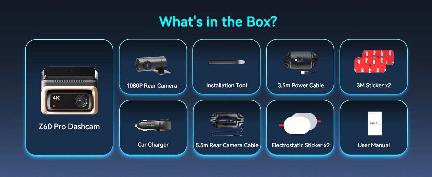 DDPAI 4K Dash Cam Front and Rear, 4K+1080P Dash Cam, Dual STARVIS 2 Sensors,5G WiFi GPS, Dashcam with Free 32GB eMMC,Night Vision,3" IPS,HDR,ADAS,24 Hours Parking Mode,Loop Recording G-Sensor, Z60 Pro