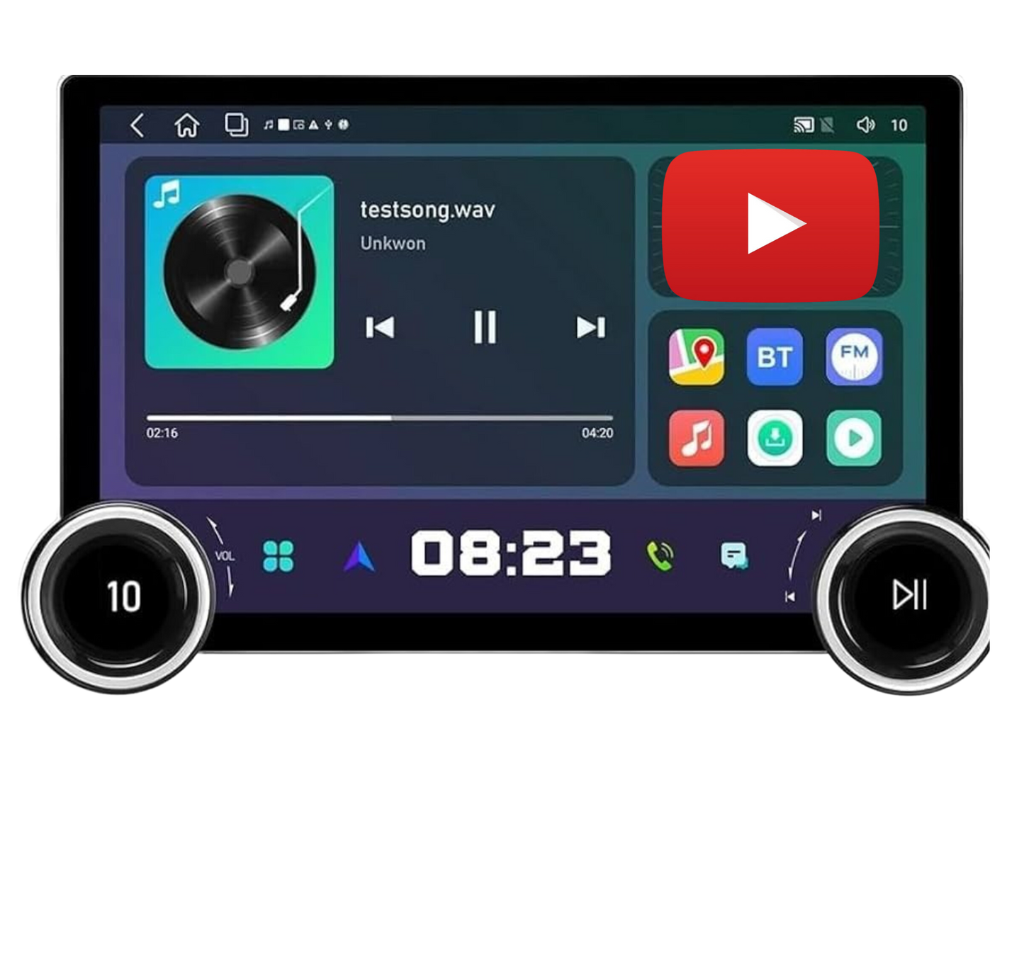 Diamond 2k dual knob android car screen wireless applecarplay android auto reverse camera